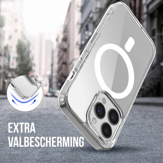 Podec Magsafe Case Suitable for iPhone 13 Pro - With 3x Screen Protector + 3x Camera Protector - Magnetic with Ring Transparent - Phone Case Transparent Case