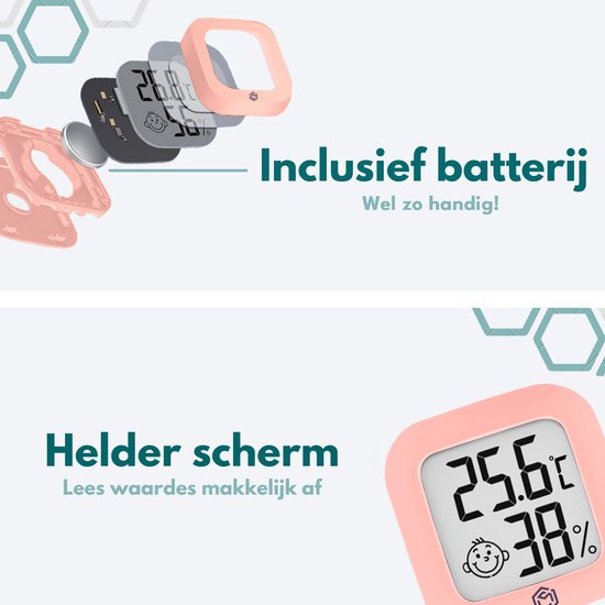 Ease Electronicz Hygromètre - Station météo - Humidimètre - Thermomètre pour l'intérieur - Pile et bande adhésive incluses
