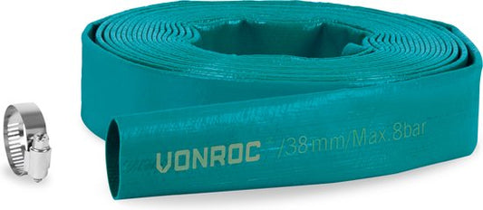 VONROC Tuyau de drainage pour pompe submersible - Tuyau à pression - Plat - Universel - 10m x 38mm