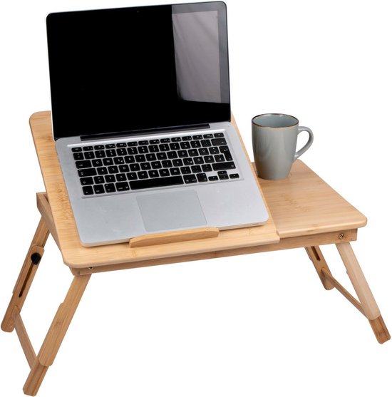 Table à langer avec porte-gobelet et porte-tablette - Support pour ordinateur portable - Bambou