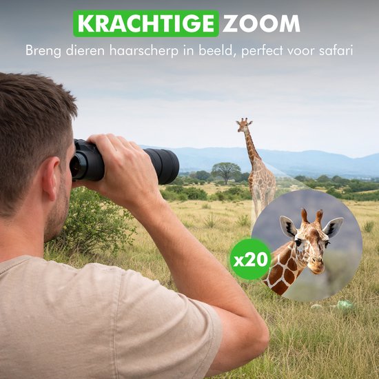 Jumelles Travelhawk - 20x50 - BAK4 - Full Multi-Coated (FMC) - Jumelles compactes - Étanches - Avec cordon de cou, étui de transport - pour l'observation des oiseaux, la chasse, le théâtre - Noir
