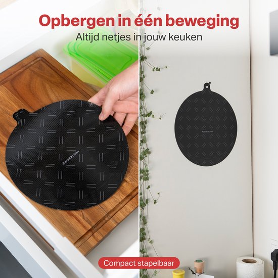 AoraKitchen Protecteur pour induction - 4 pièces - jusqu'à 280°C - Protecteur de plaque chauffante - Dessous de plats - Ø 22cm - Noir