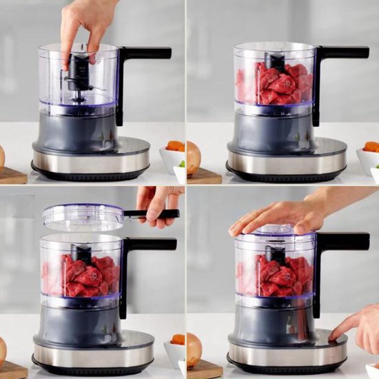 Safecourt Kitchen Chopper - Hachoir alimentaire - Lames flottantes - Broyeur à glace - 700ml - Noir/RSF