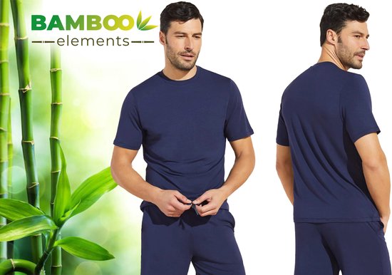 T-shirt en bambou pour homme - Marine - Coupe régulière - T-shirt décontracté pour homme - Bambou - Col rond