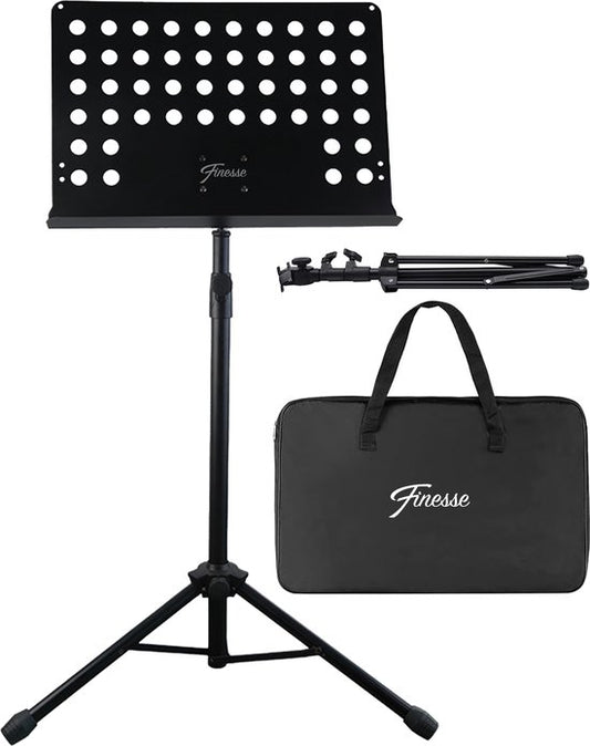 Finesse Music Stand for Sheet Music - XL - Foldable - with Carrying Bag - Lesson Stand for Tablet - Black