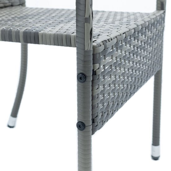 Chaises de jardin en polyrotan Yoro - 4 pièces - Gris - Empilables