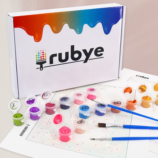 Rubye® Painting By Number Adults - Flower Head - Includes Painting and Brushes - Canvas Painting Canvas - Colouring by Number - Double Set - 15x20cm