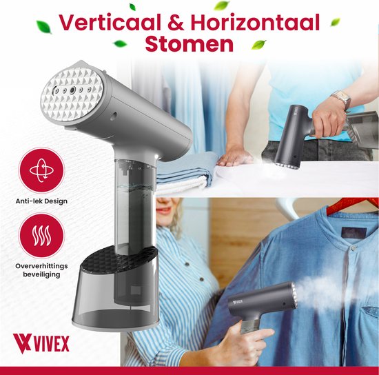 Vivex® Défroisseur à linge - Défroisseur à main pour vêtements et meubles - Défroisseur - Accessoire gratuit + Réservoir supplémentaire