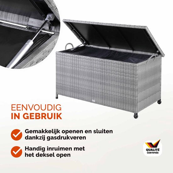 Casaria Boîte de rangement - Résistant aux intempéries 122x56x61cm 420L - Gris