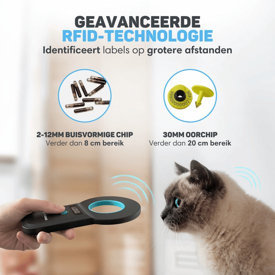 Vulpes Goods® Pets - Lecteur de puces - Lecteur de puces pour tous les animaux - Sac de transport inclus - ISO11784/85/FDX-B - Version PRO