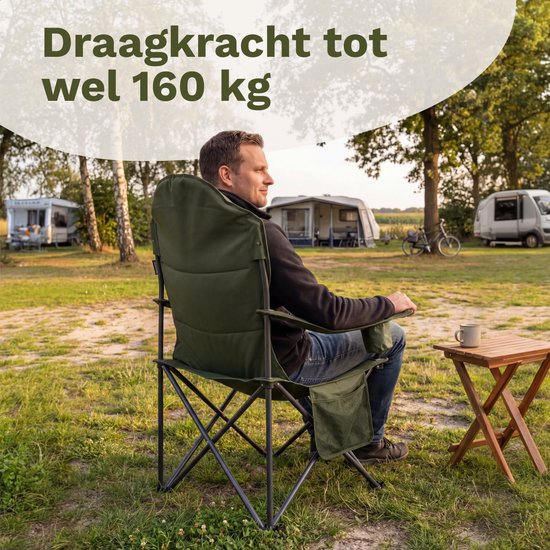 TRVLMORE Chaises de camping XXL - pliables - 2-Pack - Capacité de charge 160KG - Sac de transport inclus - Chaise pliante - Chaise de pêche - Chaise de camping - Chaise pliante - Vert
