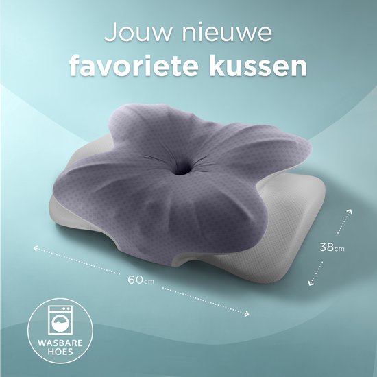 Oreiller en mousse à mémoire de forme CozySense® - Oreiller ergonomique en mousse à mémoire de forme - Oreiller papillon - Housse amovible et lavable - Dormeur sur le côté, sur le dos et sur le ventre