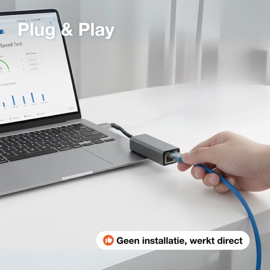 Skoov Ethernet Adapter USB A cable - USB A to Ethernet - Internet - Adaptateur réseau - 1000 Mbps - Gigabit