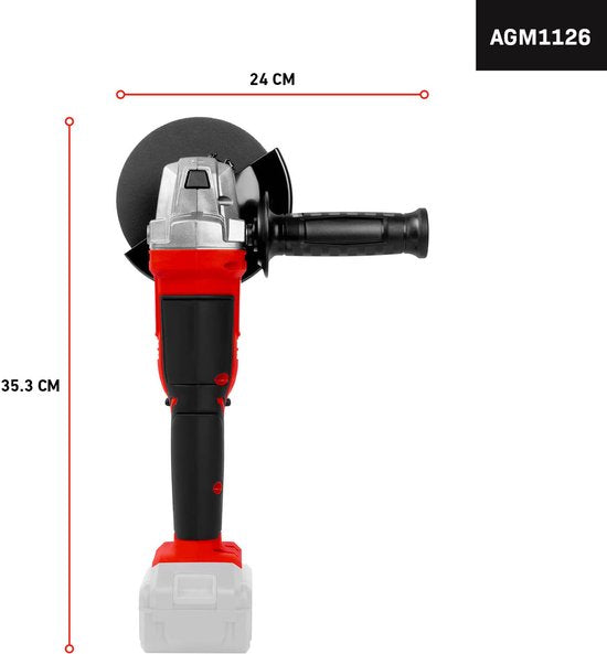 FERM - AX-POWER - AGM1126 - Batterie - Meuleuse d'angle - 125 mm - 20Volt - 8000t/min - Softgrip - Poignée latérale à deux endroits - Capuchon de protection réglable - Interrupteur de sécurité - Sans batterie et sans chargeur - Convient à la plate-forme d