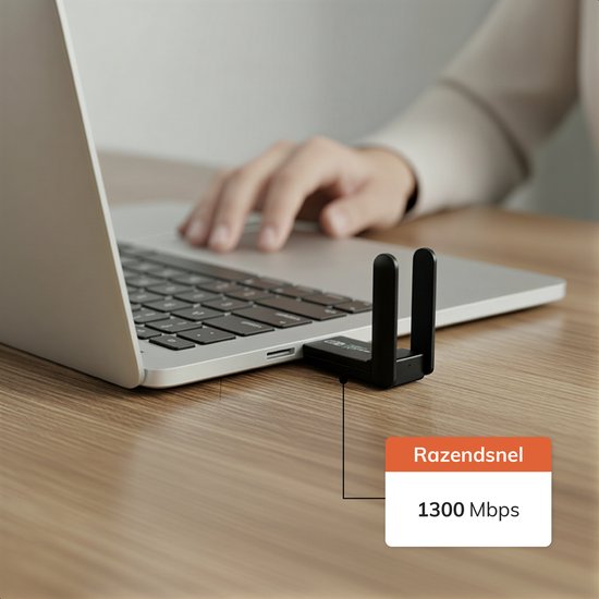 Skoov WiFi Adapter USB - 1300 Mbps - Dongle WiFi - Antenne - Récepteur