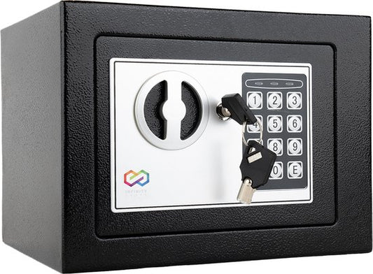 Coffre-fort Infinity - Électronique - Serrure à chiffres - 2 clés de secours - Fixations - Ancrage - Serrure de sécurité - 23x17x17 cm