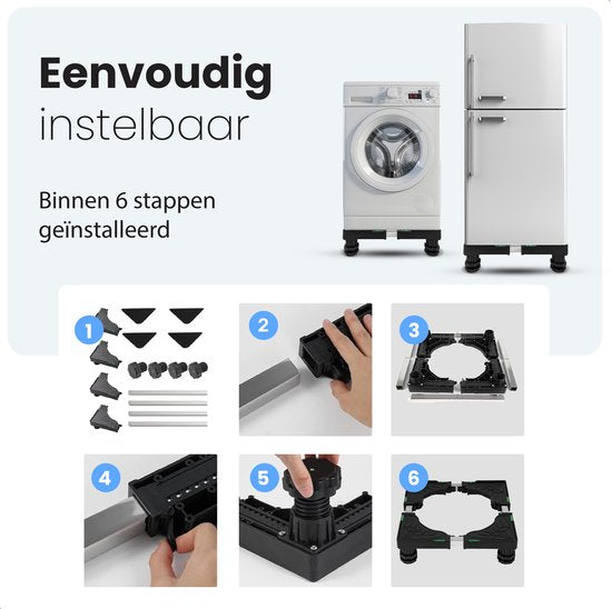 Rehausseur de lave-linge - Socle pour lave-linge - Placard - Convient pour Sèche-linge, Réfrigérateur, Lave-vaisselle et Congélateur - Pour Bosch, Samsung, Miele, AEG, LG, Haier - Ajustable