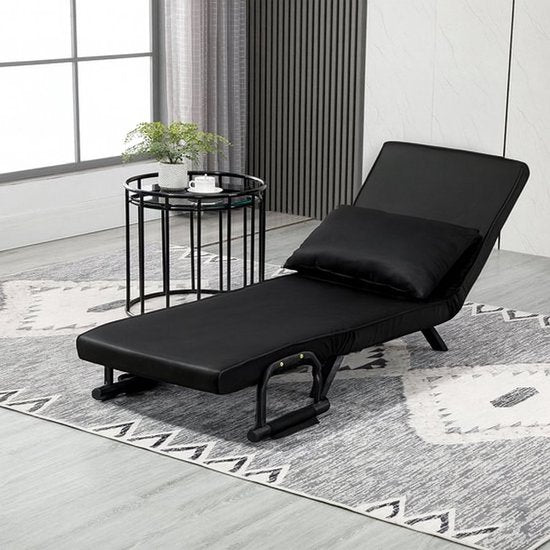 Livista 3-in-1 Fauteuil-lit pliant chargeable jusqu'à 100 kg Noir - Canapé-lit pliant avec dossier réglable - Lit-lit design moderne - Fauteuil-lit