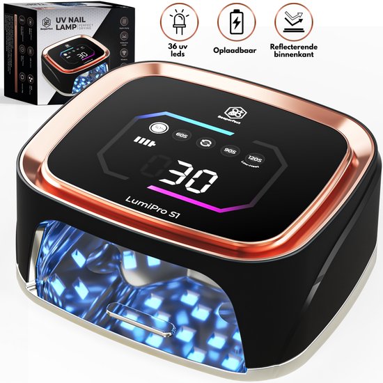 Beeperfect® Lampe UV Gel Nails - Lampe à ongles - Lampe à ongles UV Led - Séchoir à ongles - Sans fil - Intérieur réfléchissant - Or rose