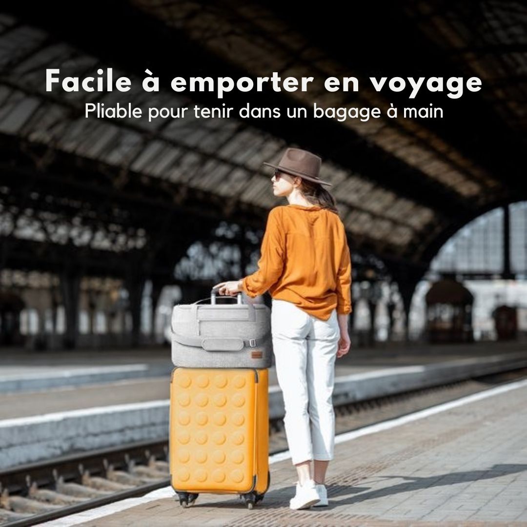 Chariot LifeGoods - pliable - transport d'enfants - avec toit - capacité de charge de 80 kg - chariot de plage - roues pivotantes - gris
