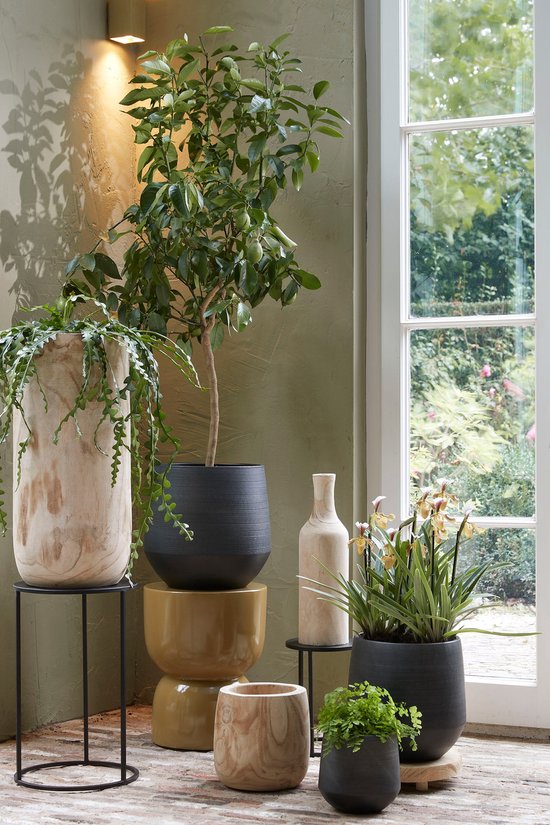 Mica Decorations Table d'appoint Quinty - Lot de 3 - H50 x Ø32 cm - Métal - Noir