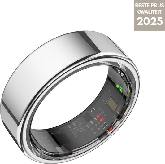 Focus® S1 Smart Ring - Gris - Taille 11 - Fréquence cardiaque - Cycle menstruel - Moniteur de sommeil - Performance sportive - Podomètre - Étanchéité IP68 - Mesure de l'O2 - Femmes - Hommes - Étui de chargement - anneau de protection
