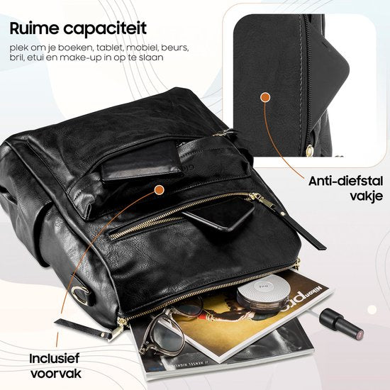 Sac à dos Glennoo - Sac à dos femmes - Imperméable - Petit - Compartiment antivol - Dos, épaule, sac à main en un - cuir PU souple