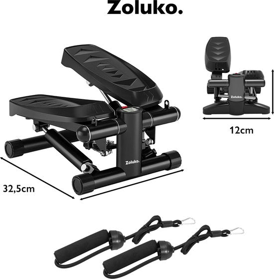 Zoluko Stepper with Display - Includes Resistance Bands, Anti-slip mat and E-Book - Stepper Fitness - Fitness Step - Mini Stepper - Step Fitness - Aerobic Step - Step - Stepper Fitness Device - Exercise Bike - Black