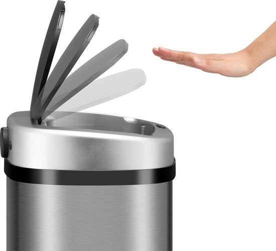 Poubelle automatique / Poubelle à déchets / Poubelle à détecteur - 50 litres - Argenté - Rectangle
