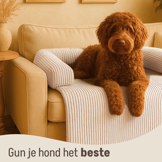 By Cee Cee Original Dog Rug Bench - Panier pour chien - Premium - Entièrement zippé - Tissu côtelé - Beige - 120x90 - Taille L
