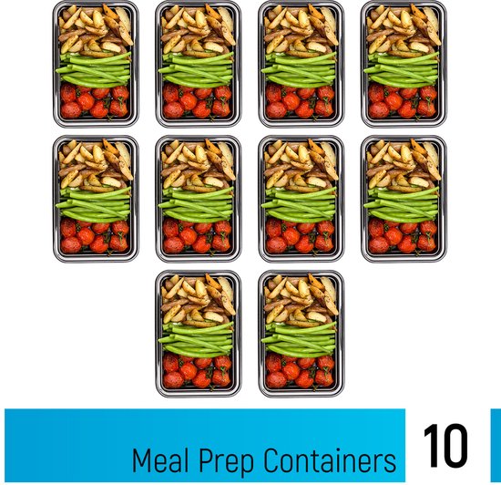 Fitcrafters Meal Prep Trays - Plateaux pour aliments frais - Plateaux pour congélation - 10 pièces - 1 compartiment - 1L - sans BPA