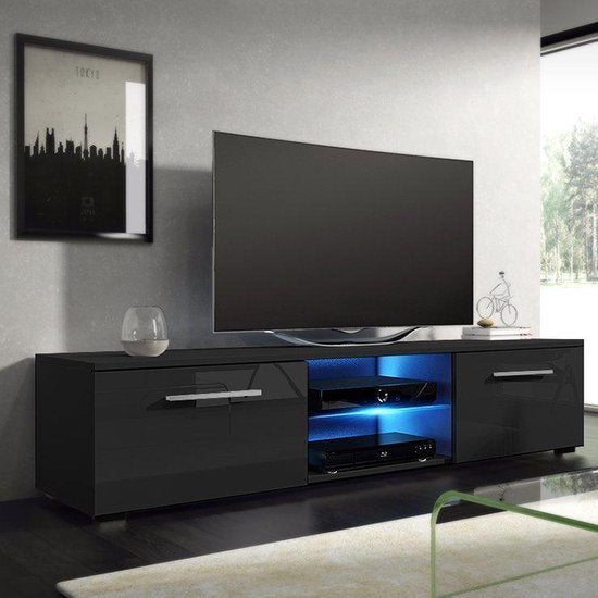 Meuble TV Tenus - buffet TV - avec éclairage LED - noir