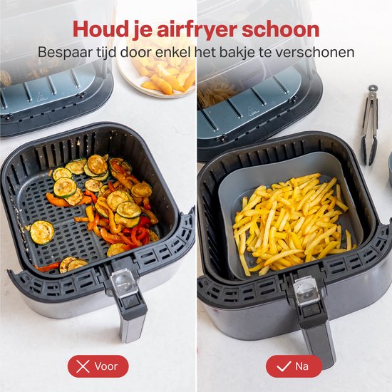 AoraKitchen Plateaux pour friteuse en silicone - 20cm - 5 pièces - Accessoires pour friteuse - Moufles et pinces inclus