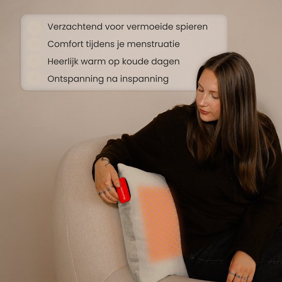 Auronic Heat Pillow - Classic - 45x45 - Sans fil - Rechargeable - Oreiller électrique - Infrarouge - Taupe