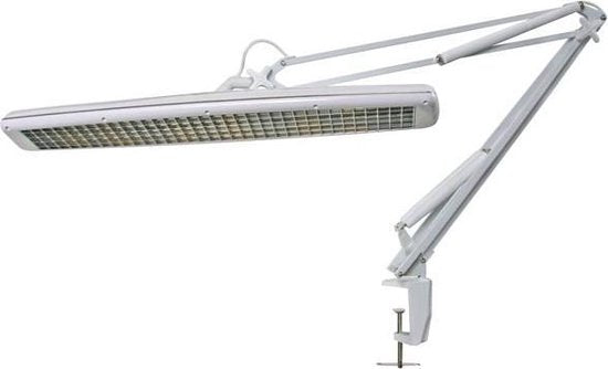 Velleman Lampe de bureau avec pince, bras pivotant, interrupteur marche/arrêt, 60 cm de large, 3x 14 W, 6500 K, blanc