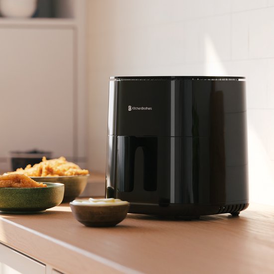 KitchenBrothers Airfryer XL - 5L - 2000W - Friteuse à air chaud - Double chauffage - 80ºC à 200ºC - 8 programmes de cuisson - Noir