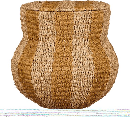 Panier de rangement - Mica Decorations - Avec couvercle - H47 x Ø50 cm - Jute - Jaune