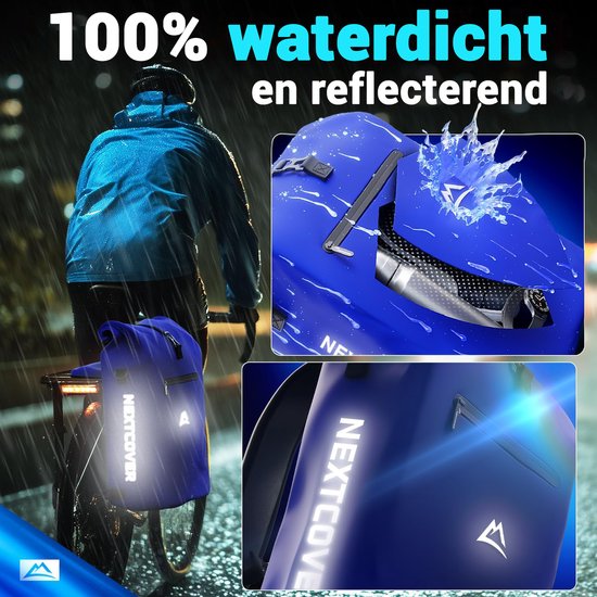 Nextcover 3in1 Bicycle Bag Single for Carrier [PVC free] | Waterproof Bicycle Bag, Backpack and Shoulder Bag 25L | Ideal for Laptop and Weekly Purchases | Bicycle Bag Single | Bicycle Bags