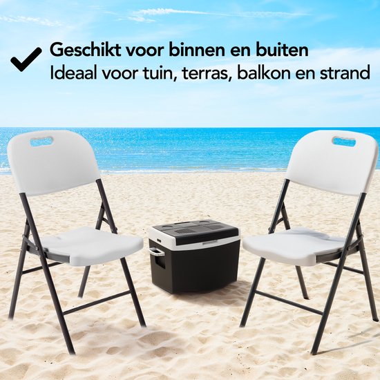 Chaises pliantes Brixy - Lot de 4 - Chaises pliantes - Robustes - Résistantes aux intempéries - Chaises pliantes - 47 x 54 x 87 CM - Blanc