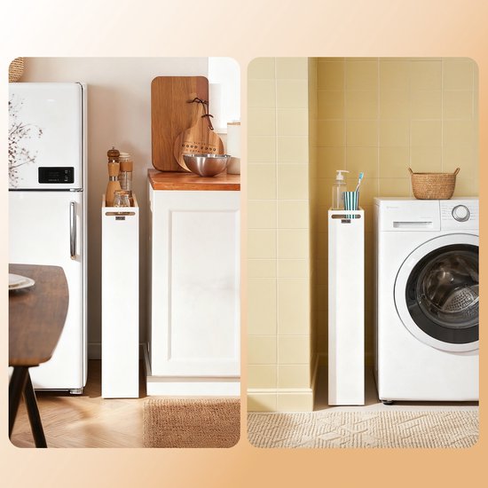 SoBuy NSR12-W Meuble de salle de bain - Meuble de rangement en bois blanc avec roulettes