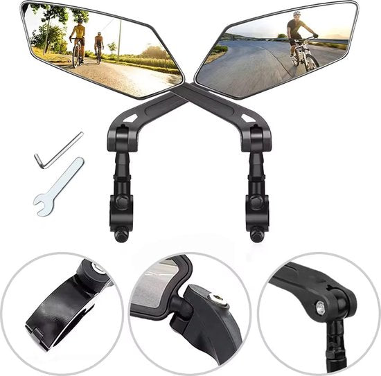 Garpex® Set of 2 - Bicycle Mirror Right and Left - Rear View Mirror Bicycle - Bicycle Mirror ebike - Adjustable Design