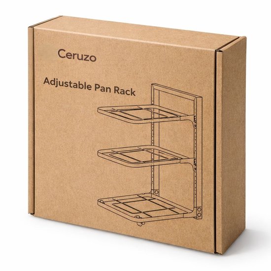 Ceruzo Support réglable pour casseroles et poêles - 3 niveaux - Gain de place - Acier au carbone - 23 x 27 x 43 cm
