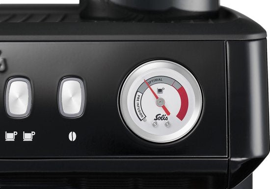 Solis Grind & Infuse Compact 1018 Machine à piston - Machine à espresso - Convient aux tampons - Acier inoxydable Noir
