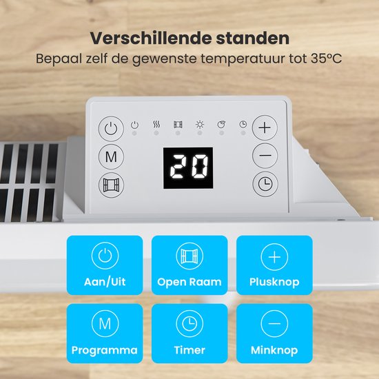 Auronic Convector Heater - 2000W - Chauffage électrique - 3 niveaux - Panneau métallique - Freestanding - Roues - Blanc