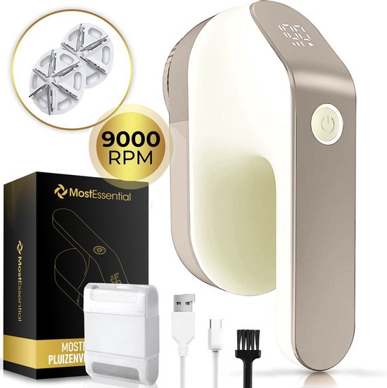 MostEssential Premium Electric Lint Remover FL777 - Tondeuse à charpie - Fonction de charge rapide USB-C - Sans fil - Batterie 2000 mAh - PRO Edition