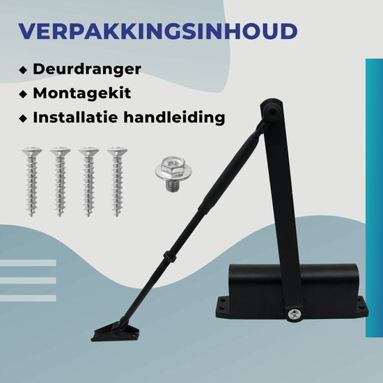 Gtrise Ferme-porte réglable - T/M 100KG - Grand - Kit de montage inclus - Hydraulique - Haute qualité - Pour l'intérieur et l'extérieur - Nombreuses fonctions - Ferme-porte - Ressort de porte