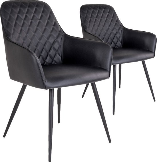 House Nordic Harbo Dining Chair Vegan Leather Black - Set of 2