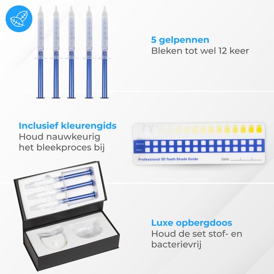 Nuvance - Kit de blanchiment des dents - 5 seringues sans peroxyde (0%) - Blanchisseurs de dents - Kit de blanchiment des dents - Dents blanches