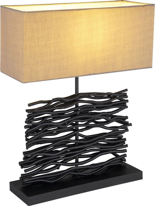 Globo - lampe de table - Jamie - noir - bois - lampadaire - E27 - 21648B