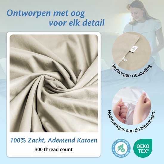 Housse pour la couverture d'aggravation d'Ella 135 x 200 CM - 7 KG & 9 KG - Housse en 100% coton biologique - Blanc biologique